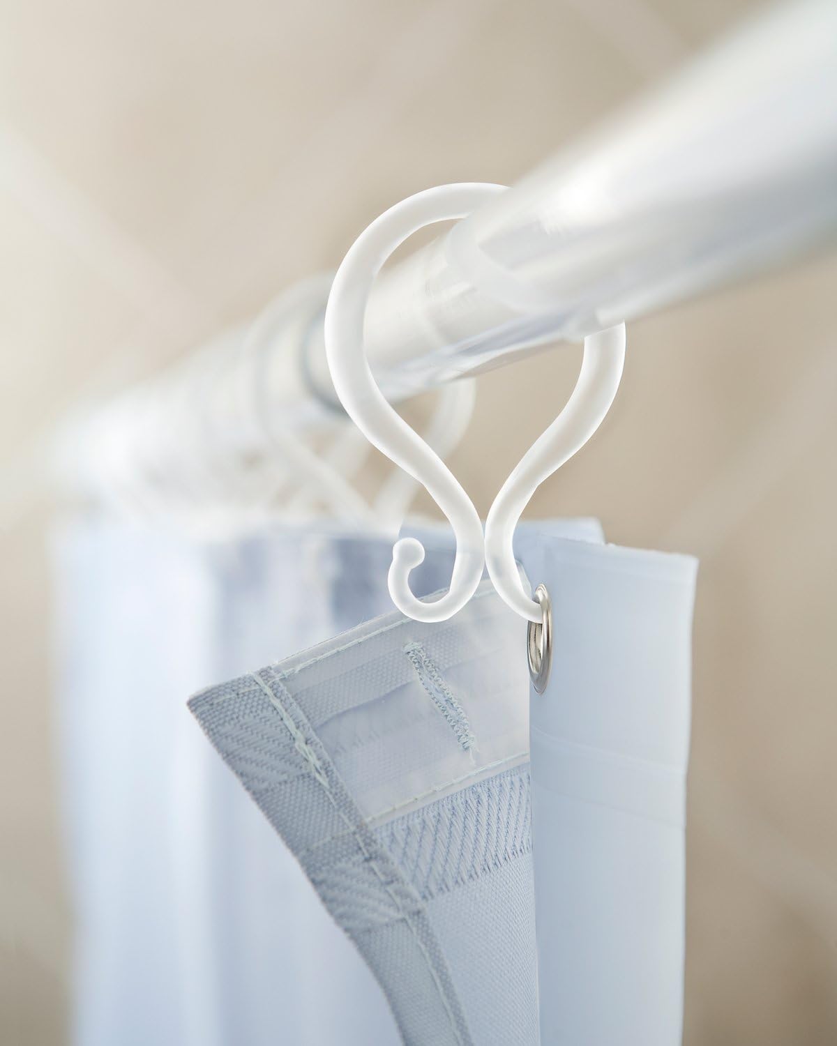 Kenney Double Shower Curtain Hooks (Set of 12), Clear: Home & Kitchen