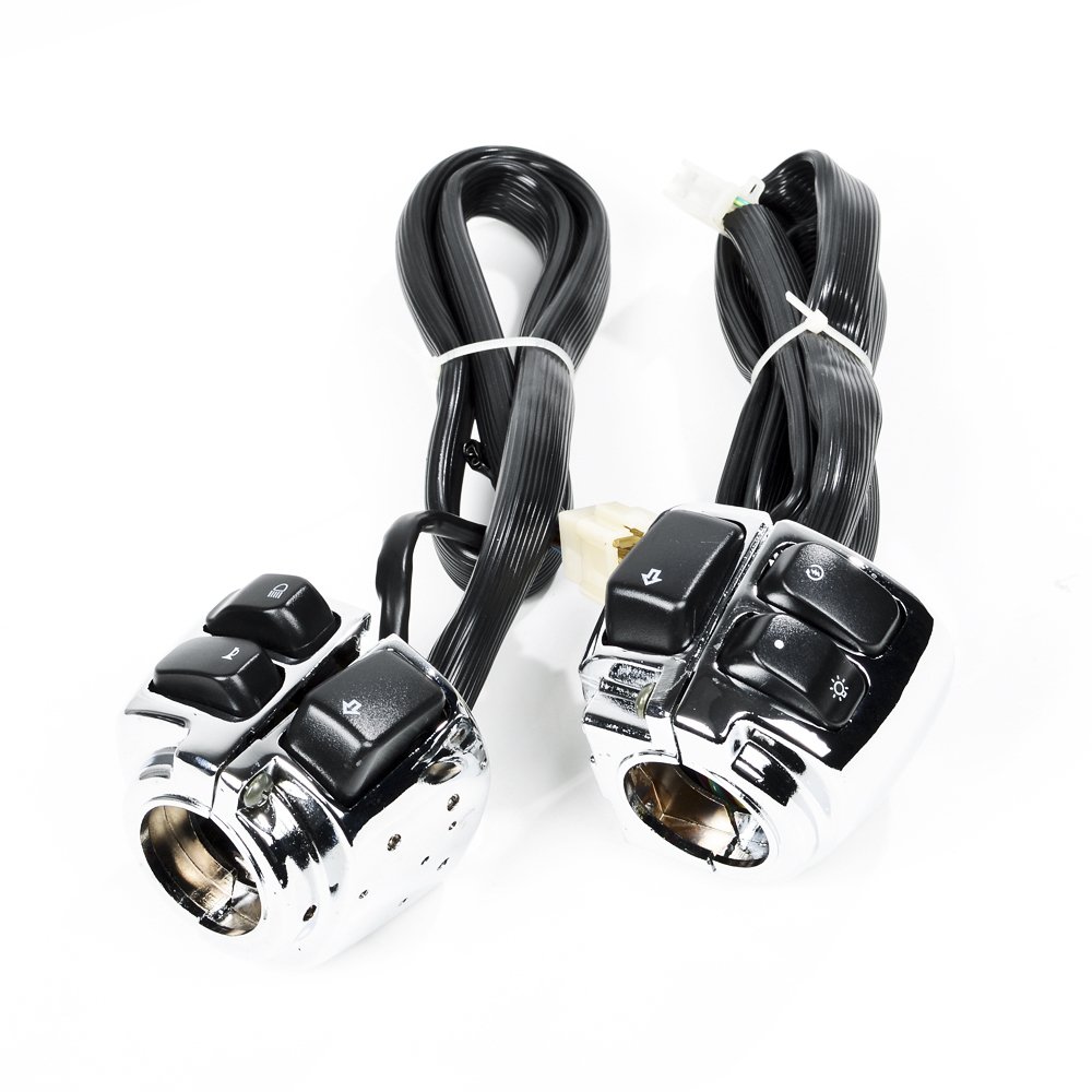 Photo 1 of Chrome Head Turn Signal Light Horn Switch + Harness Compatible with 1996-2012 Harley Dyna Softail Sportster V-Rod 1" Handlebar