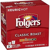 Folgers Classic Roast, Medium Roast Coffee, K Cup Pods for Keurig K Cup Brewers, 72 Count