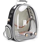 Clear Bird Travel Carrier Backpack, Space Capsule Astronaut Transparent Bubble Window Bird Carry Cage Backpack with Stainless