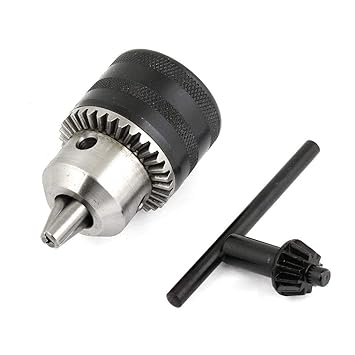 uptodateproducts 13 mm, Drill Chuck with Key, Black and Silver