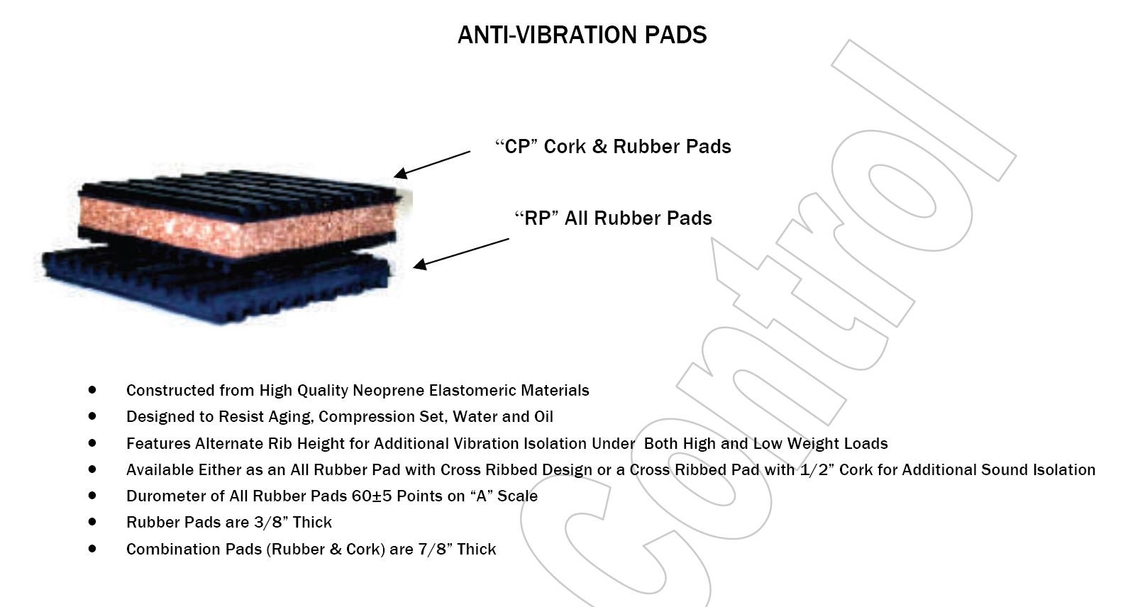 4 Pack of Anti Vibration Pads 4" x 4" x 7/8" Rubber/Cork Vibration
