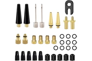 EDIONS Bike Tire Valve Pump Adapters, 35 PCS Bike Pump Adapters with Ball Pump Needle, Bicycle Valve Adapter Kit Fit for Stan