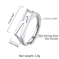 SILVERCUTE Initial Ring Sterling Silver Rings for