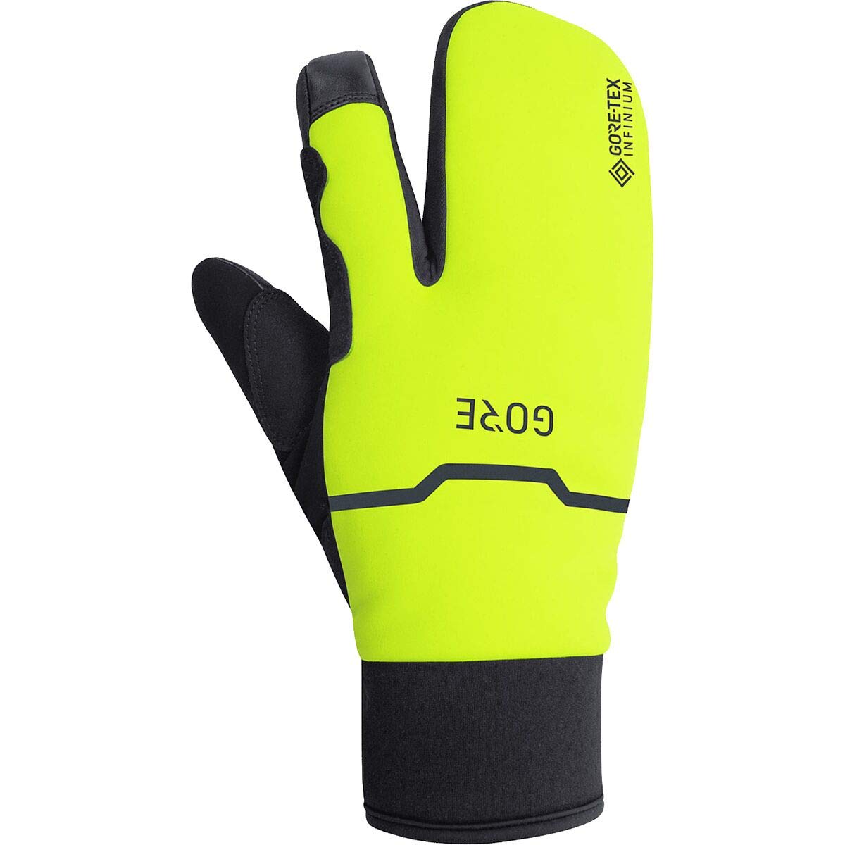GOREWEAR Thermo Split Handschuhe, GORE-TEX INFINIUM WINDSTOPPER, Warme 3-Finger-Winterhandschuhe, Black/Neon Yellow 2