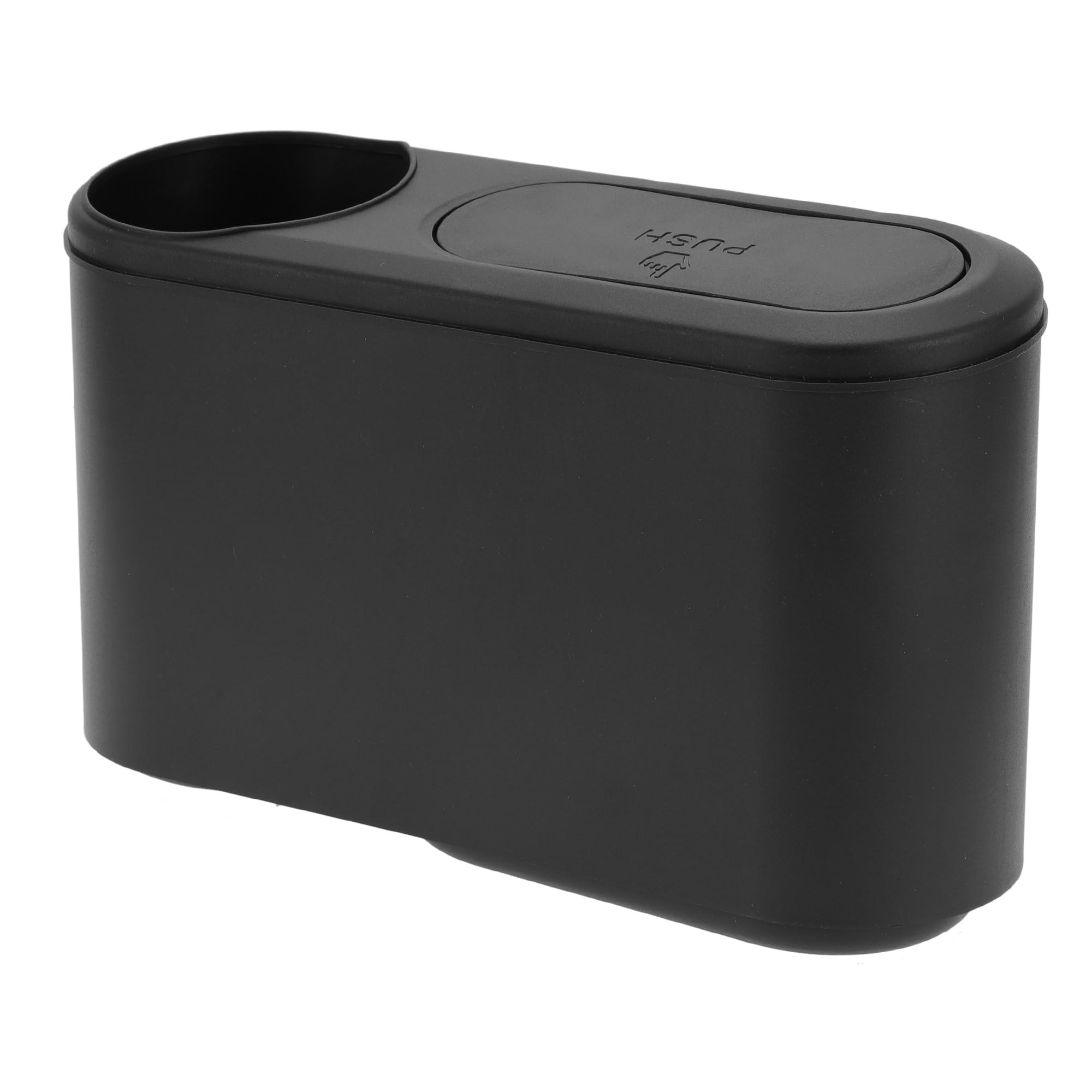 Photo 1 of INFINAUTO Car Trash Can Front Rear Seats 9.1" Length 3.2" Width 5.1" Height Auto Trash Bin with Cup Holder Plastic Black Hanging