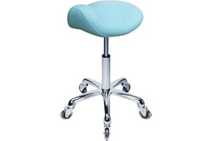 Antlu Saddle Stool Rolling Ergonomic Swivel Chair for Esthetician Massage Clinic Kitchen Tattoo Salon Cutting,Adjustable Hydraulic Posture Stool with Wheels (Without Backrest, Cyan)