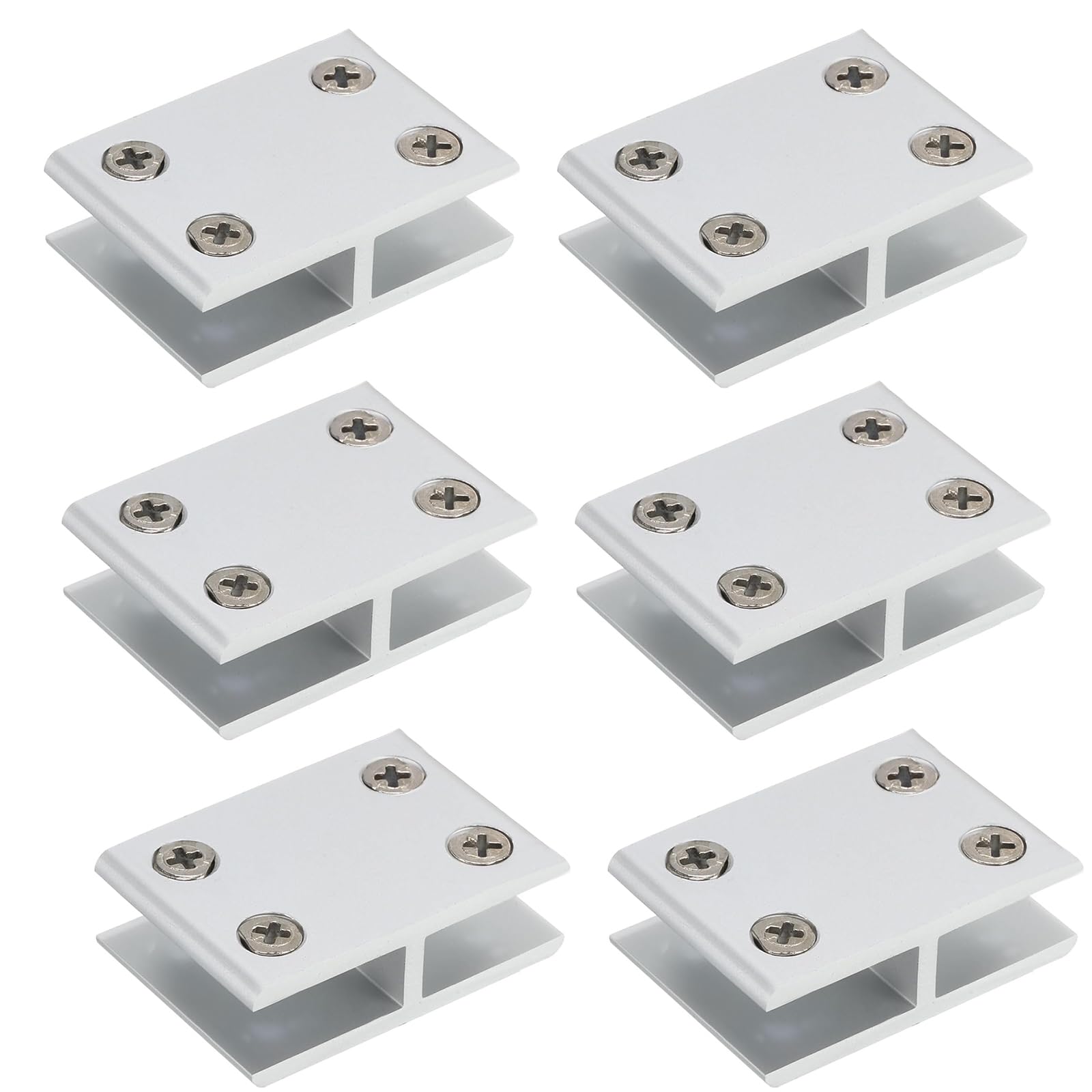 Cokritsm 180 Degrees Glass Clamps 8-10mm Glass, Aluminum Glass Clip for Glass Cupboard Cabinet No Drilling Glass Clamps 6pack