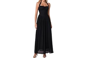 Parthea Halter Neck Corset Maxi Dress Elegant Backless Long Dress for Women Wedding Guest Party Evening Gowns