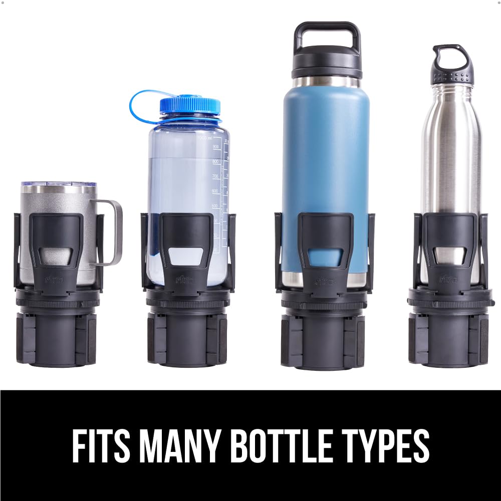 GORILLA GRIP Patent Pending Car Cup Holder Expander, Keeps Large Drink Cups Secure, Expands Fits Yeti, HydroFlask, Stanley 18 to 48oz Large Water Bottles, Coffee Mug, Adjustable Arms Insert, Black