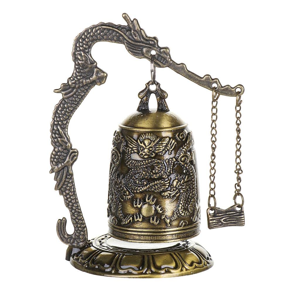 Upluckey Temple Brass Copper Dragon Bell Clock Carved Statue Lotus Buddha Buddhism Arts Statue Clock Home Decorative Crafts