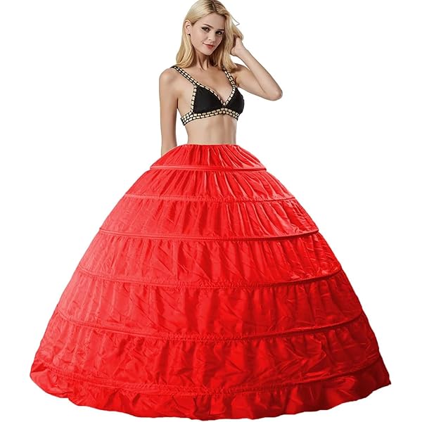 open lace back dress YULUOSHA Women Crinoline Hoop Petticoats Skirt Slips Floor Length Underskirt  for Ball Gown Wedding Dress (6 hoop Red) at Amazon Women's Clothing store