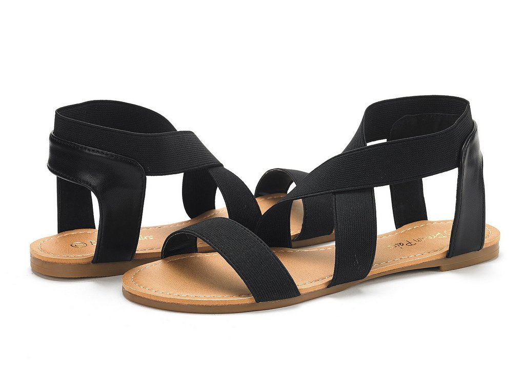 DREAM PAIRS Women's Elastic Ankle Strap Flat Sandals Summer Dressy Shoes Cute Strappy Gladiator Sandals - Image 4