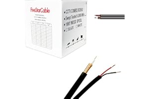 FiveStarCable RG59 1000 ft. Siamese Coaxial CCTV - Combo 20 AWG RG59 Video + 18/2 18AWG Power Cable Color Black