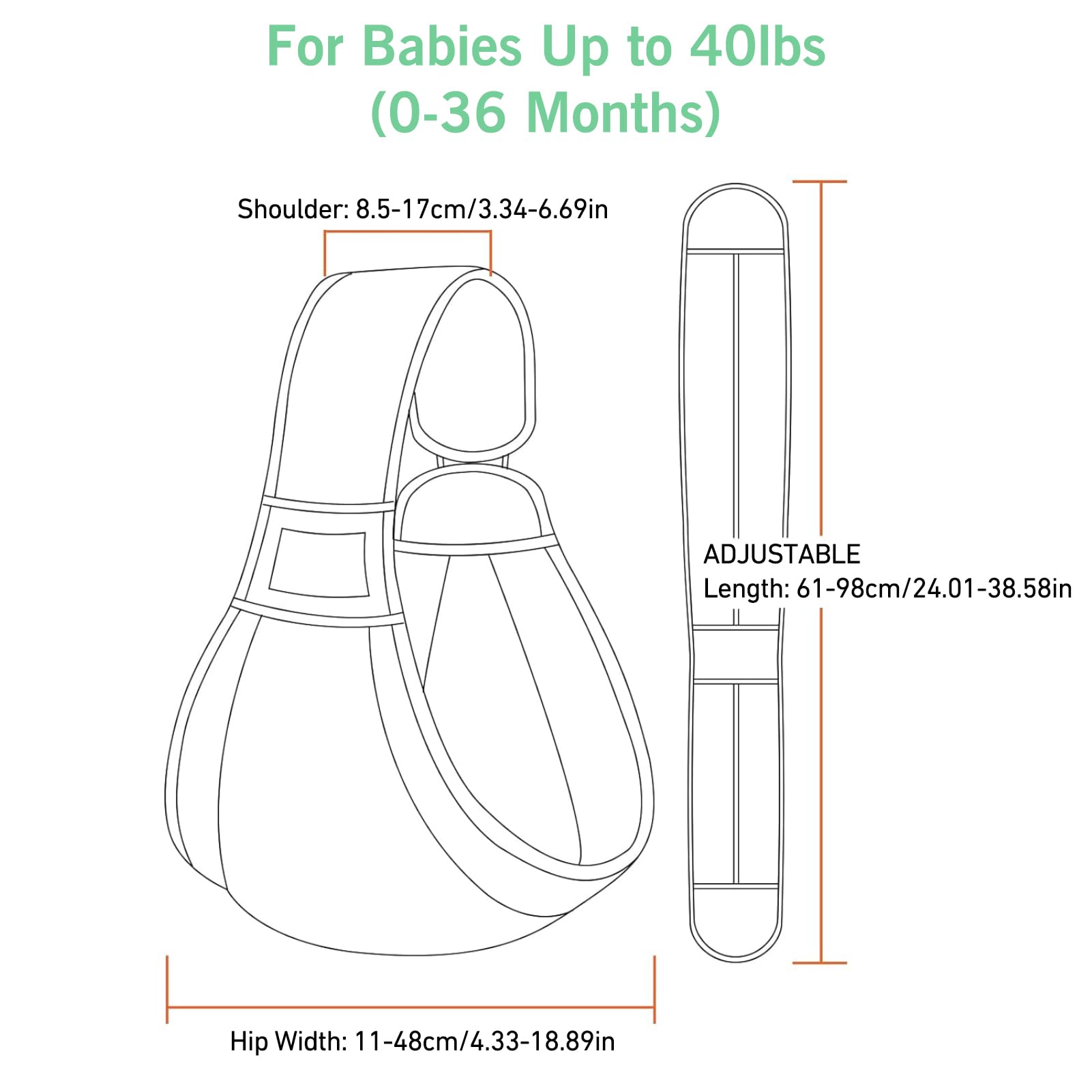 Huifen Adjustable One Shoulder Baby Carrier for Infant, Lightweight Breathable Mesh Baby Hip Carrier Portable Baby Carrier Sling for Newborn to Toddler Girl and Boy 6-40 lbs (Green)