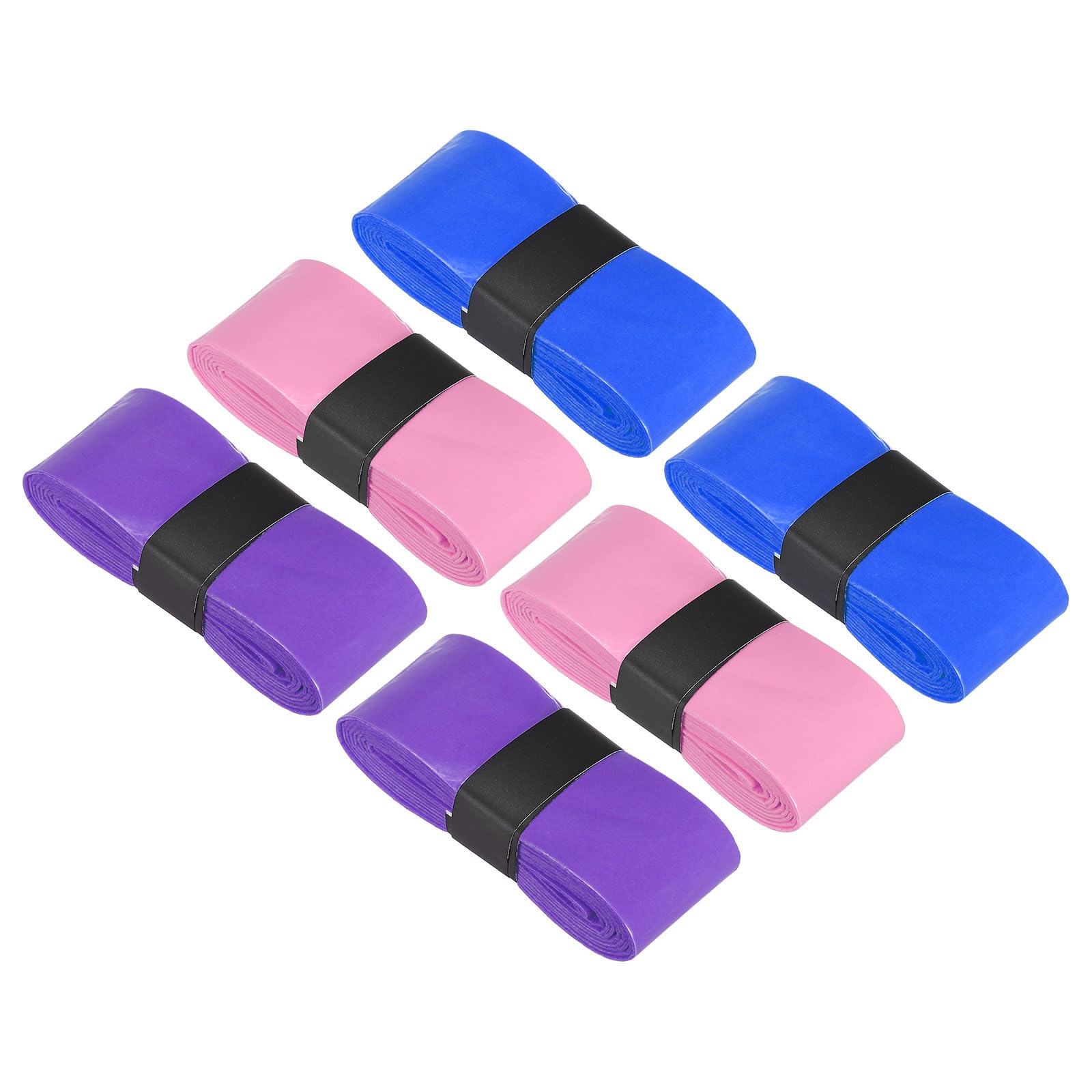 PATIKIL 43.3" Tennis Racket Grip Tape, 6 Pack Overgrip Perforated Absorbent Non-Slip for Badminton Fishing Rod, Purple Light Pink Blue