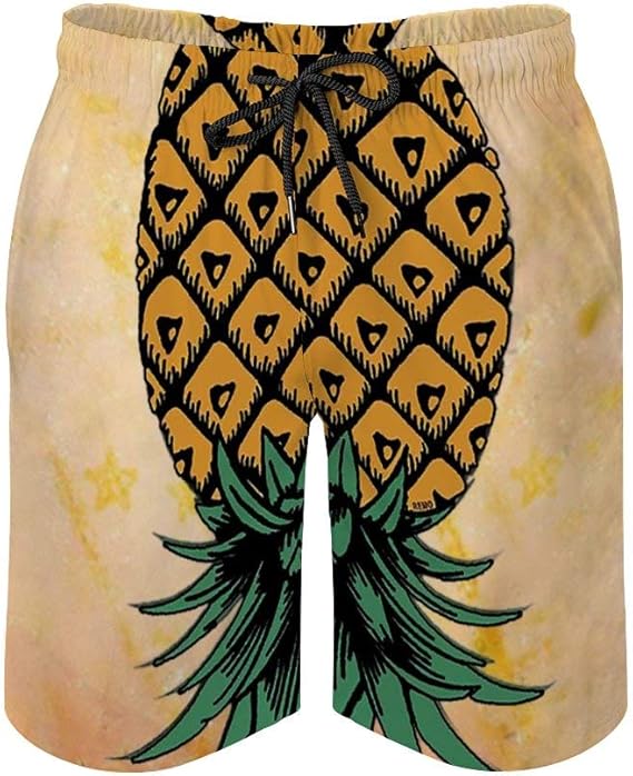 Cyloten Upside Down Pineapple Swim Trunks Men's Quick Dry Bathing Suit