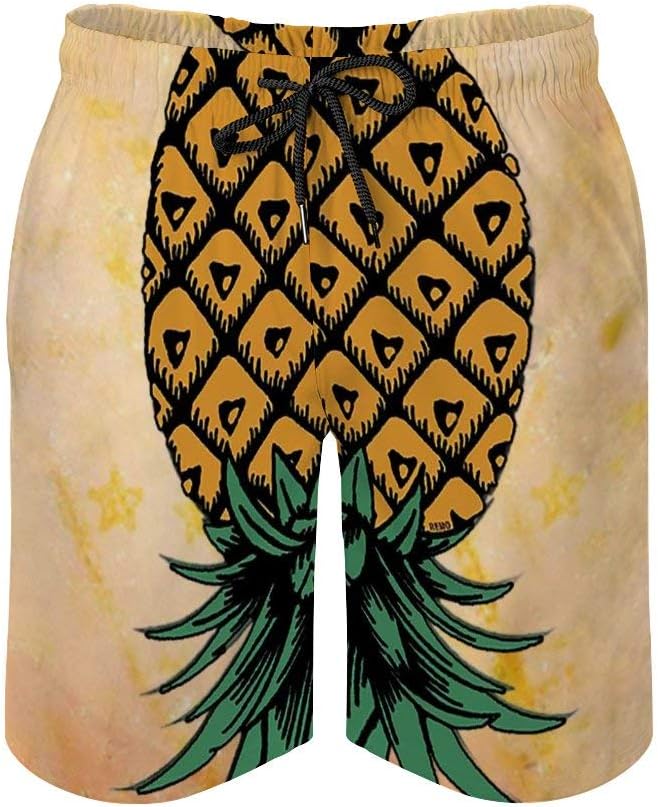 Cyloten Upside Down Pineapple Swim Trunks Men's Quick Dry Bathing Suit