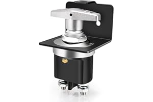 DJYIYEW Battery Disconnect Switch, 500A 12V-36V with Lock-Out Plate, Direct Replacement for 20247, Waterproof Master Battery Kill Switch Fixed Handle Isolator for Car, Truck, RV, Boat, Yacht