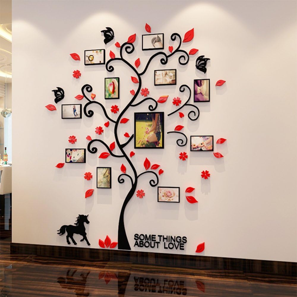 VANCORE 3D Crystal Tree Wall Art Sticker With Photo Frame For Home Bedroom Decoration, Wall Decorations