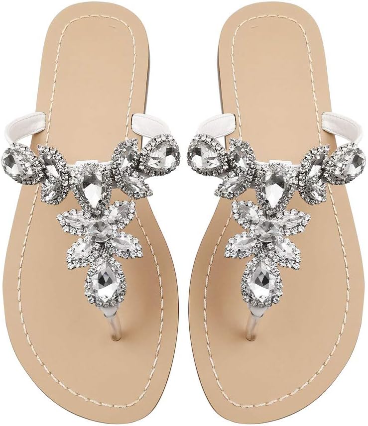 HinyyrinAvailable in 13 Colors,Rhinestone Sandals,Women's Flat Sandals,Flip Flop,Jeweled Sandals