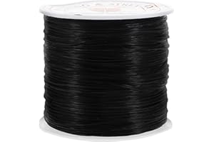 Roleader Elastic Hair Extension Cord 0.6mm Black Stretchy Thread for Hair Weaving DIY Beading Sturdy Elastic