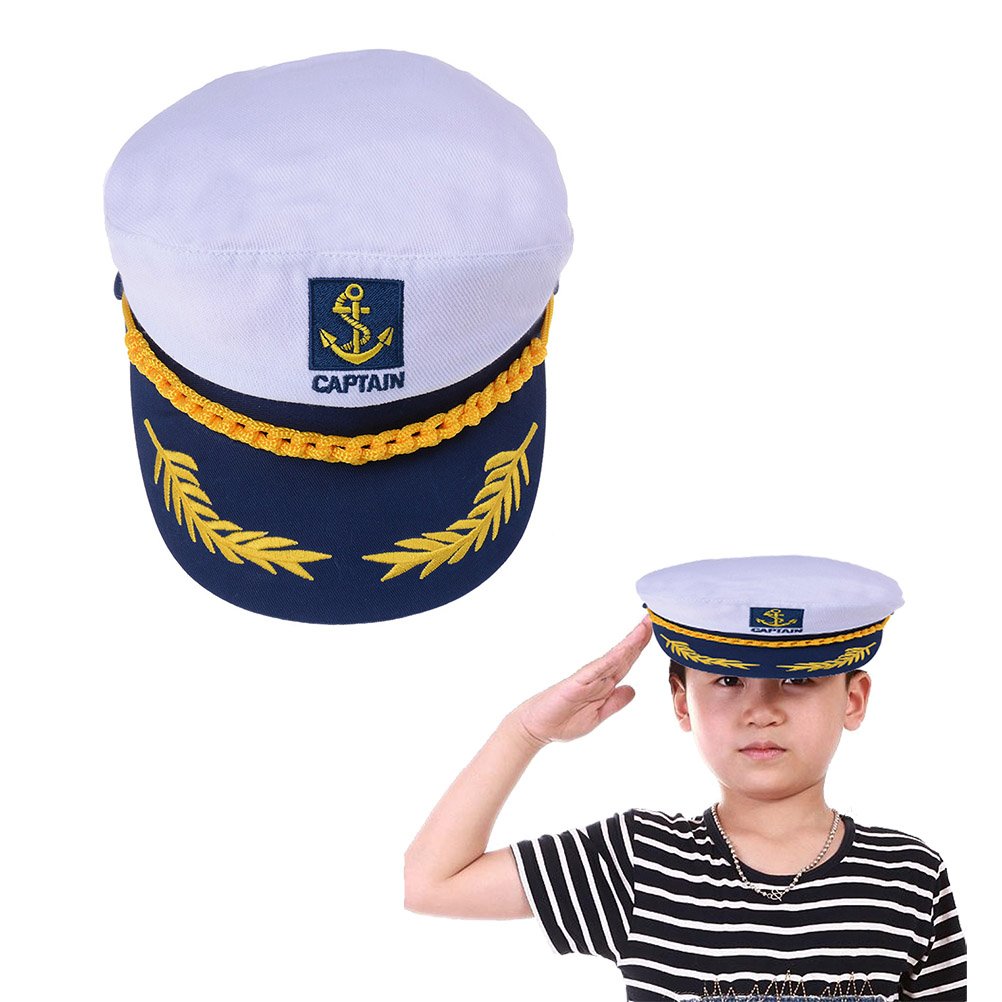 Photo 1 of Welecom Sailor Captain Hat Embroidery Boat Ship Sailor Hats Adjustable Navy Hat Children