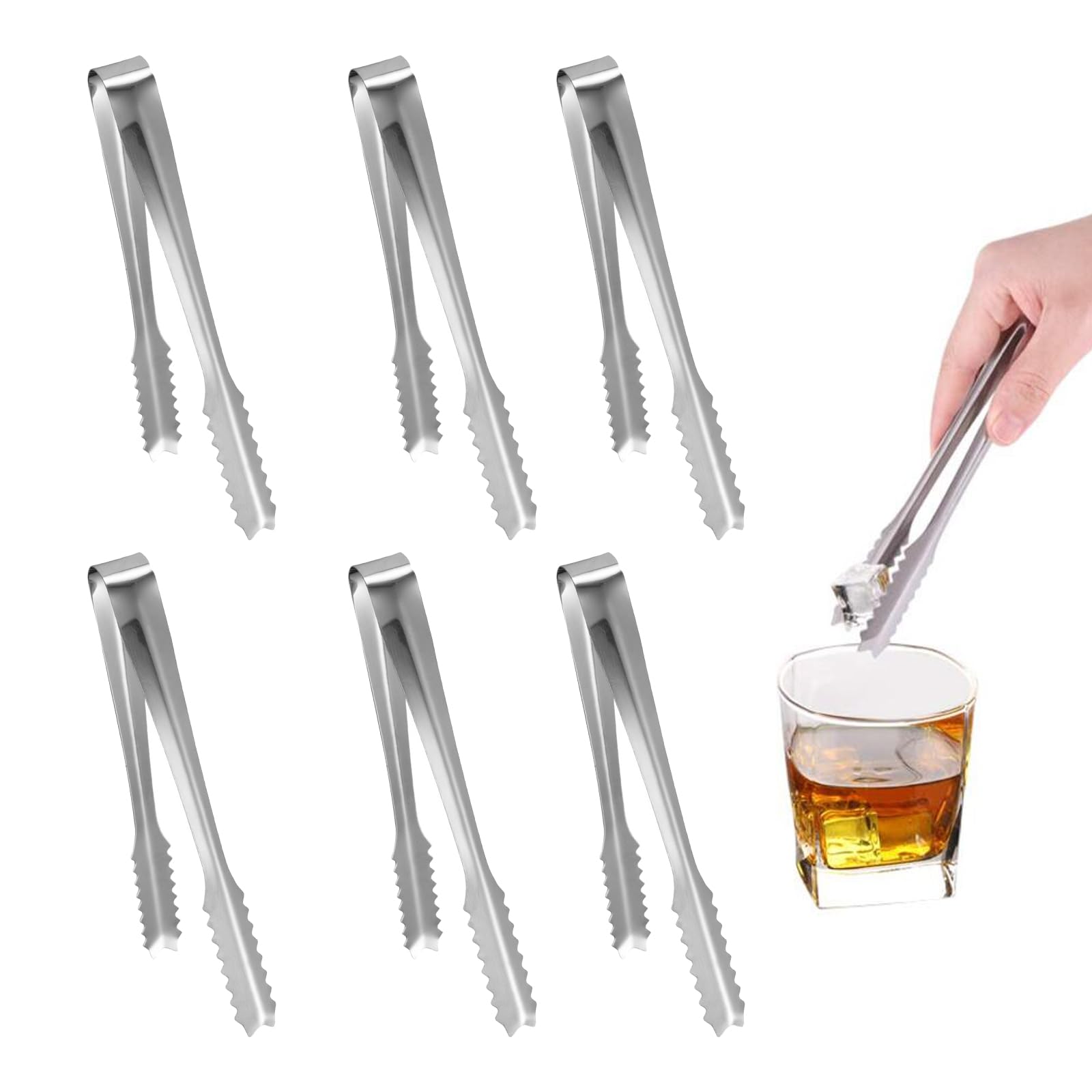 6 Pack Stainless Steel Ice Tongs Sugar Tongs Serving Tongs Small Kitchen Tongs for Party Coffee Kitchen,Sugar Cube Tongs