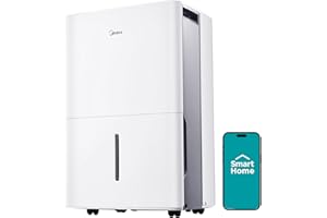 Midea 4,500 Sq. Ft. WiFi Enabled Dehumidifier With Reusable Air Filter 50 Pint 2019 DOE (Previously 70 Pint), Ideal For Basem