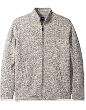 Men's Big and Tall Long Sleeve Solid Full Zip Sweater Fleece Mock