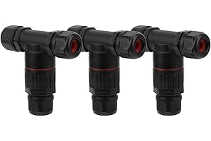 Walfront 3Pcs IP68 3 Way Waterproof Connector, Electrical Cable T Shape Outdoor Junction Box for Outdoor LED Deck Light Wire 