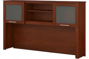 BUSH BUSINESS FURNITURE Bush Furniture Somerset 60W Desk Hutch in Hansen Cherry, Attachment with Shelves and Cabinets for Home Office