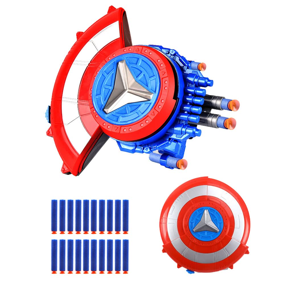 PIUMOJ Captain Shield Launcher, Shield Launcher Kids, Hero Launcher Toy Set, Hero Launcher Shield Toy Great for Kids Cosplay Gift with Bullets
