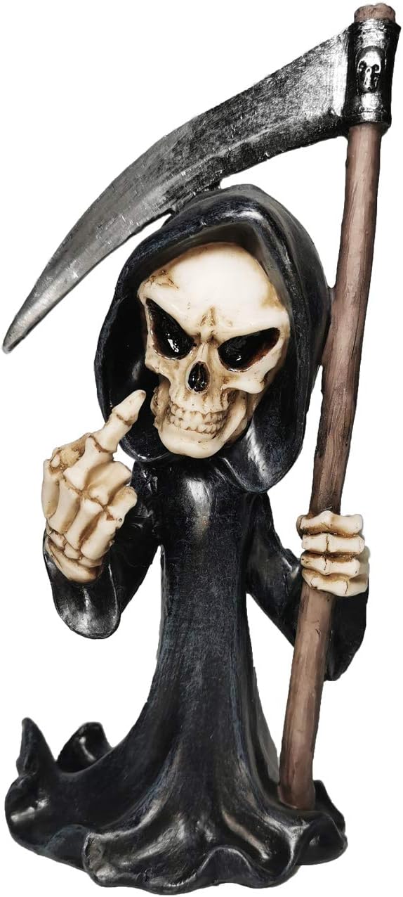Muse Design Middle Finger Grim Reaper Gothic Decor Sculptures Statues Art Resin Decorations: Home & Kitchen