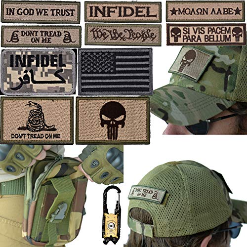 Military Tactical [MESH] Hat Bundle: 20-in-1 Tool, Operator Cap Embroidered Morale Patches (Velcro) Pouch Airsoft/Paintball - [U.S. Woodland M81 Camo]