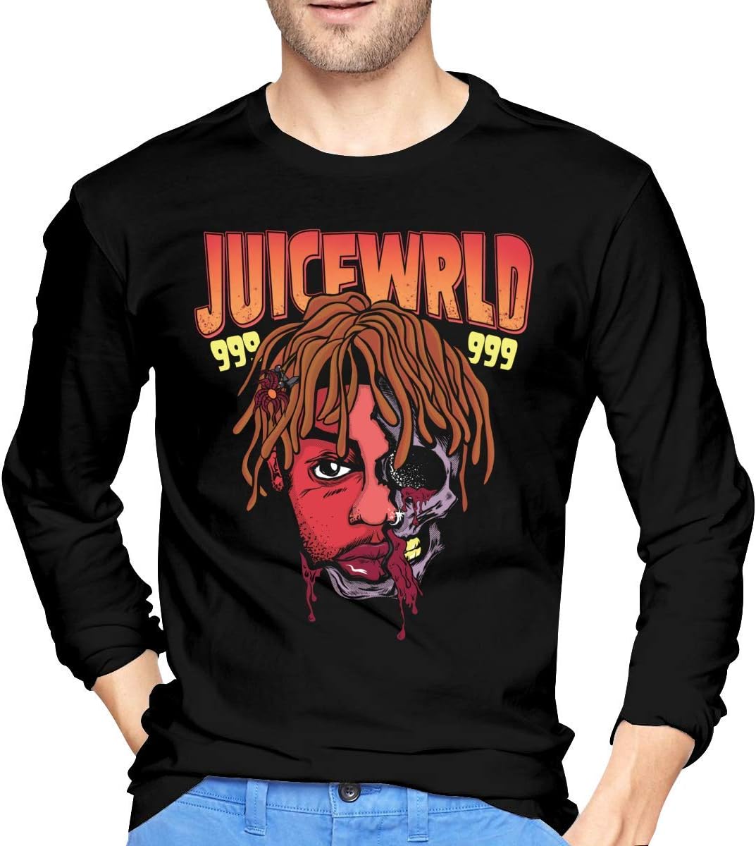 Juice Wrld Men's Long Sleeve T Shirt Fashion Classic Round Neck Long Sleeve Cotton Tee