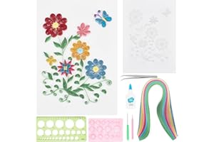 WEBEEDY Quilling Kit Flowers Paper Quilling Kit for Adults Beginner DIY Craft Quilling Paper Strips Filigree Painting Kit with Quilling Tools Handmade Home Room Wall Art Decor Creative Gift