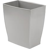 iDesign Small Plastic Bathroom Trash Can, Gray | Slim Rectangle, For Bedroom, Office, Dorm