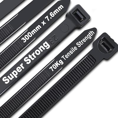 JQKX Cable Ties Black 300mm 7.6mm 70kg UL PA66 100pcs UV Resistant Heavy Duty