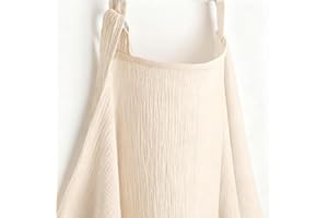 HALEEONE 100% Muslin Nursing Cover - Soft Breathable Breastfeeding Cover Up with Arch Neckline & Adjustable Neck Strap, Portable Lightweight Design for Privacy, Ivory