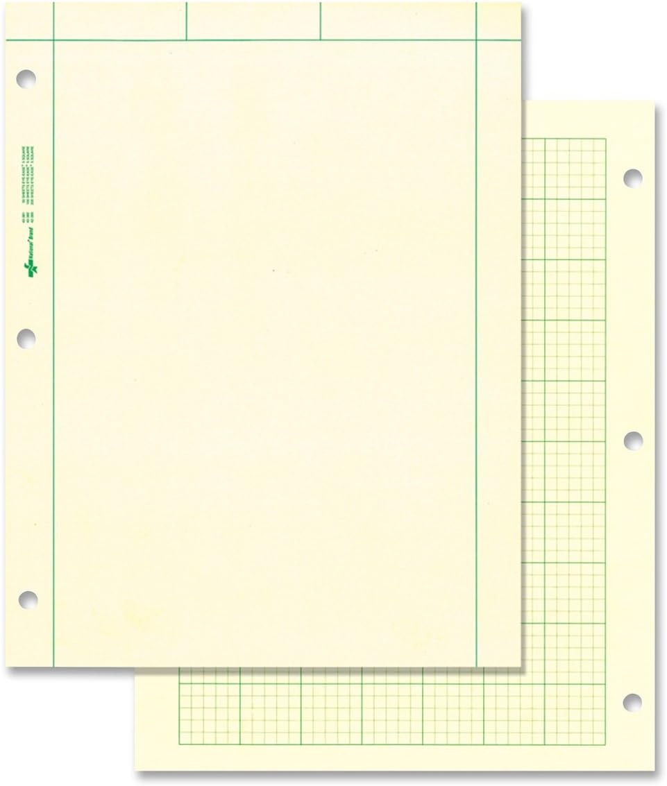 National Computation Pad, 5 x 5 Quad Ruling and Unruled, 8.5" x 11", 100 Sheets (42382)