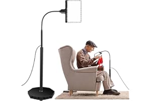 NZQXJXZ 5X Floor Magnifying Glass with Light and Stand, 36 LED Dimmable Floor Magnifying Lamp, 3-in-1 Adjustable Lighted Magnifier for Reading, Sewing, Crafts, Close Work etc