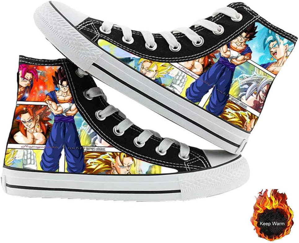 FJLR Canvas Shoes of Dragon Ball Goku Anime Style for Boys Girls Fashion Warm Comfortable Casual Walking High Top Sneakers