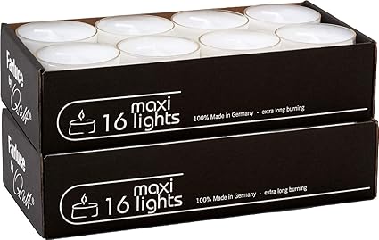 Qult Farluce(TM) Maxilights weiß - Teelichter in Kunststoffhülle und Premiumqualität - Rußfrei - ca. 10 Stunden Brenndauer - 