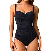 Holipick Women Tummy Control One Piece Swimsuit Slimming Bathing Suit Push up Twist Swimwear