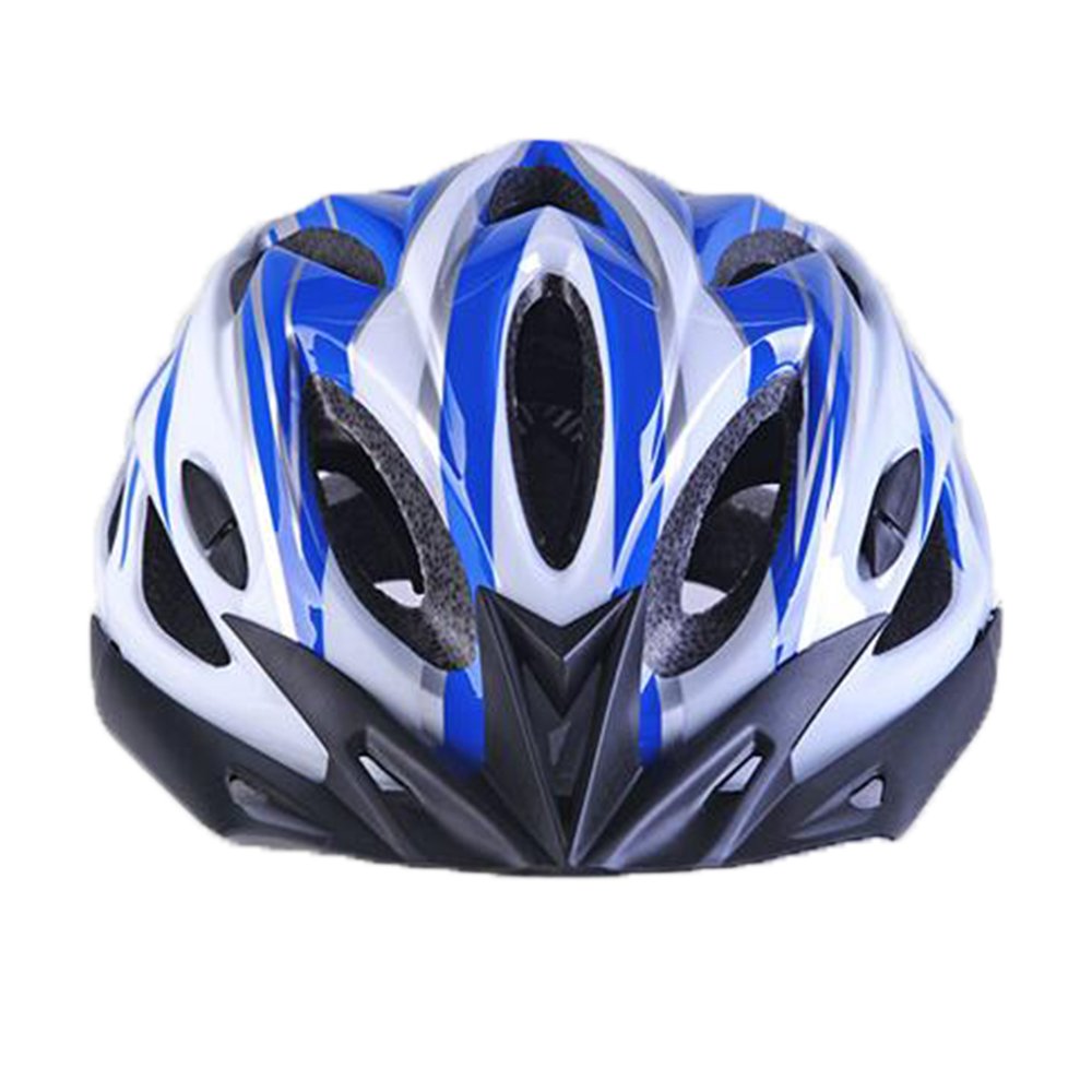 Uzexon Casco ciclista de ciclismo de MTB (18 aberturas), adultos Casco ligero unisex de bicicleta con visera desmontable y forro suave, sistema de rueda ajustable (Blanco/Azul)
