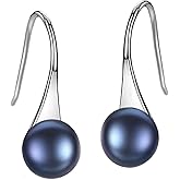 Michooyel 925 Sterling Silver Freshwater Cultured Pearl Dangle Drop Earrings for Women AAA+ Quality 8mm White Pearl Earrings Jewelry for Women