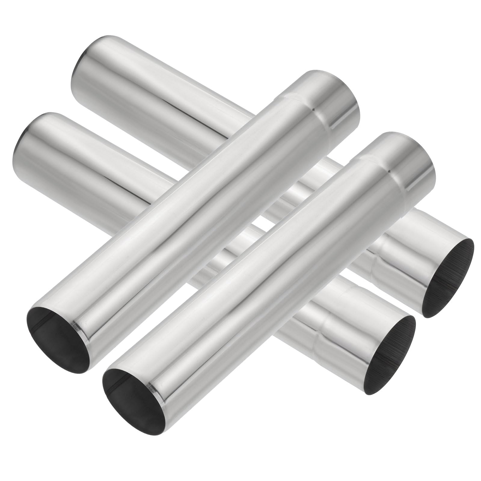 PATIKIL 2.36 Inch Stove Pipe, 4Pcs Stainless Steel Thickened Lengthen Straight Tent Stove Chimney Pipe Flue for Camping Stove Vent Smoke Exhaust, 12.6 Inch Length
