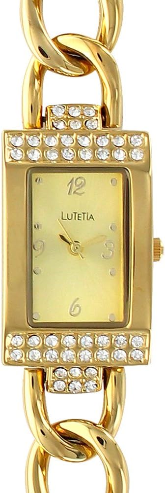 jouailla – Lutetia Case With Synthetic Stones and Golden Metal Curb Chain Style Bracelet Watch (750116d)