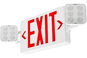 LED Combo Exit Sign Emergency Light, Double Sided with Two LED Flood Lights, Exit Signs for Business with Battery Backup, Fire Resistant UL 94V-0, Commercial Grade Brand: LED Flying Direct